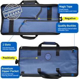 XYJ Chef's Knife Roll Bag Canvas Knife Carrying Case with Durable Handles Shoulder Strap