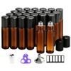 PrettyCare Set of 24, 10 ml Amber Glass Roller Bottles