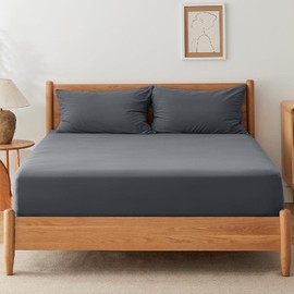 SSW HOMES King Fitted Sheet Charcoal - Deep Pocket 16 inch(40cm) - Soft Easy Care Brushed Microfiber Plain Bed Sheet - Hotel Quality Shrinkage and Fade Resistant Bedding