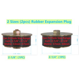 Dsnaduo 2 Sizes (2pcs) Rubber Expansion Plug, Fit Hole Size: 2-1/8"~2-3/8” (53mm~60mm) Automotive Rubber Freeze Plug