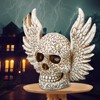 Skull Statue Butterflies Pattern Handcraft Exquisite Skeleton Head Statue with