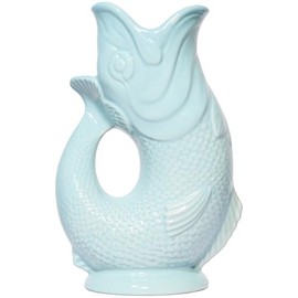 The Original Gluggle Jug - Eau de Nil Glug Jug in L, 22cm 0.6L - Gug Glug Fish Shaped Jug - Decorative Glugging Water, Cocktail, Wine & Gin Pitcher, Decanter or Vase - Hand Made in Britain