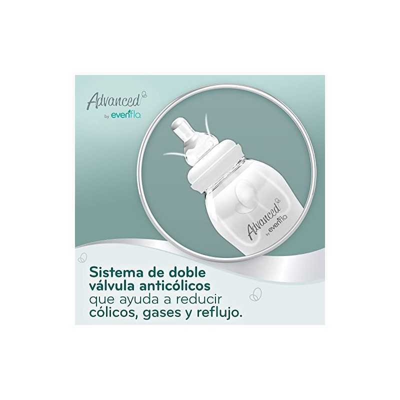 Evenflo Advanced Mamilas Anticólicos, Cuello Estándar, Flujo Lento, Silicón Grado