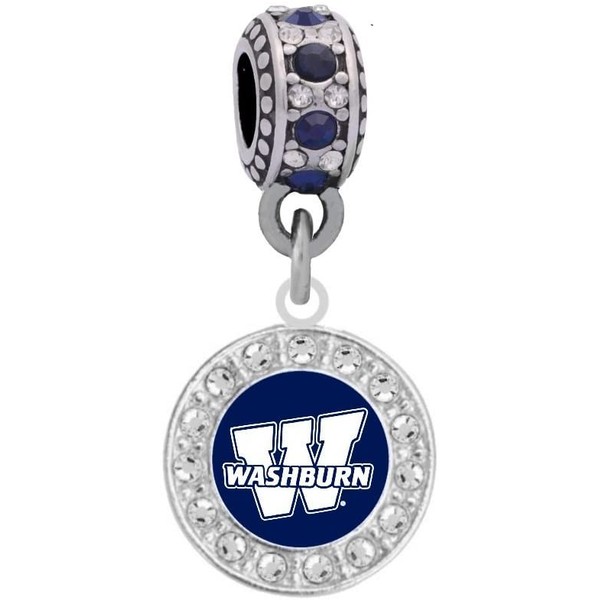Washburn University Crystal Logo Charm Fits Compatible With Pandora Style Bracelets