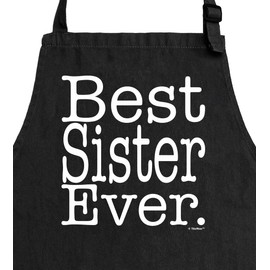 ThisWear Big Sister Gifts For Women Best Sister Ever Two Pocket Adjustable Bib Apron Black