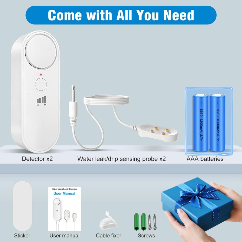 Daytech 2 Pack Water Leak Detectors for Home 100db Water