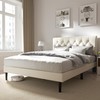 Full Size Platform Bed Frame with Velvet Upholstered Headboard, Button