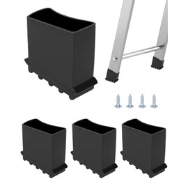 QWORK® Set of 4 Universal Rubber Ladder Feet 25 x 50 mm Non-Slip Thick Protective Caps for Household and Painting Ladders