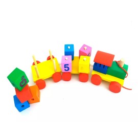Train Carriage Juego Didactico Tren Bloques Madera Apilable Numeros Letras