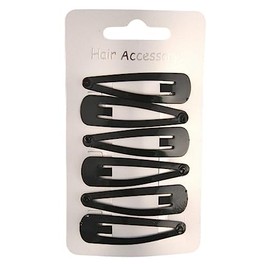 Arranview Jewellery Black enamelled hair clips. Pk of 6 metal hair slides, snaps, sleepies, bendies
