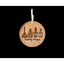 Joetta Marie Wooden Christmas Ornament, " Kentucky Bourbon" Design, 4 in Diameter
