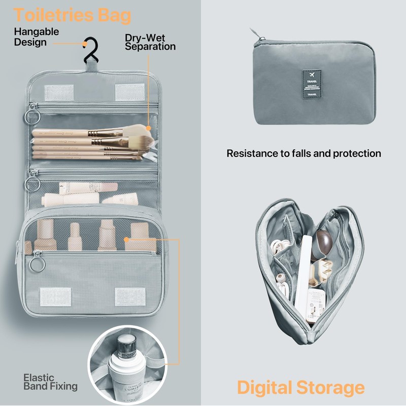 Chijoo 12-Piece Packing Cubes Set (Grey) - Compression Packing Cubes