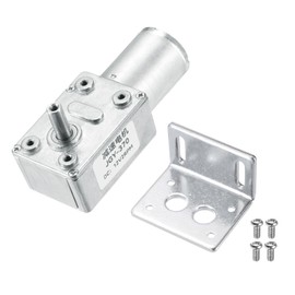 sourcing map DC 12V 2 RPM Reversible Worm Geared Motor Reducer Motor 6mm D Shape Shaft High Torque Gear Box with Fixing Bracket Reduction Electric Motor for Sweepers, Printers, Ovens