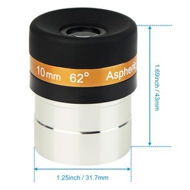 SVBONY Telescope Eyepiece 10mm Wide Angle 62 Degree Aspheric Eyepiece HD Fully Coated for 1.25" Astronomic Telescopes