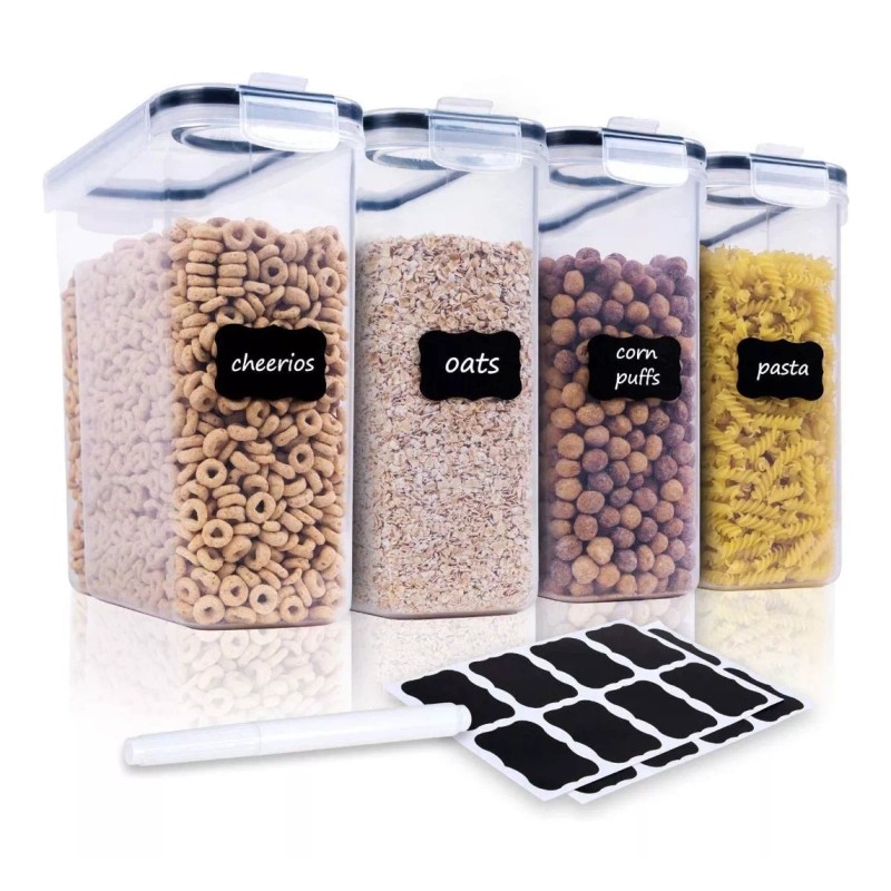 Bluelander Juego De 4 Recipientes Herméticos De Plástico Para Cereales