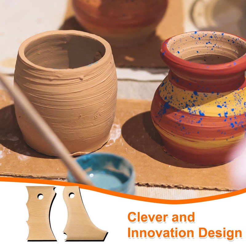 sourcing map 2pcs Pottery Ribs Trimming Tools Beech Pottery Profile