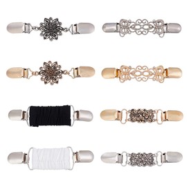 HOBBIESAY Pack of 8 Shirt Brooches Clips Dresses Clips Back Strap Vintage Jumper Clips Scarf Clips Made of Alloy for Dress Shirts Jumper Decoration, Metal