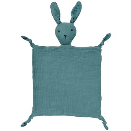 ZXUPOI Cuddly Blanket with Rabbit Head Double Layer Tulle Made of 100% Organic Cotton Baby Gift for Birth Boy Girl