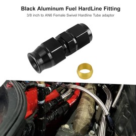 Qnbes Fuel HardLine Fitting 6AN Female Flare to 3/8" 9.5mm Tube Fitting Adapter Connector Fuel Hose Oil Cooler Line Aluminum Alloy Black