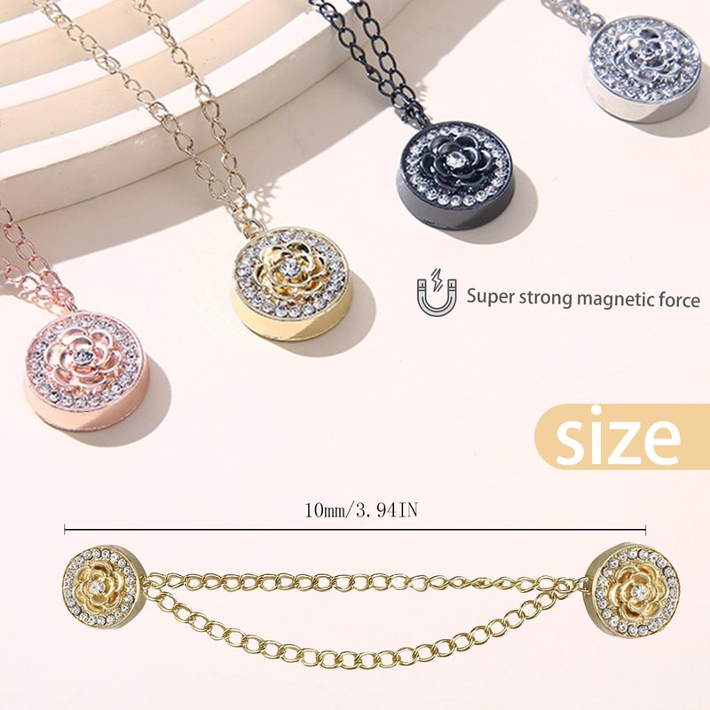 Strong Hijab Magnets with Chain (Gold, Flower Style)