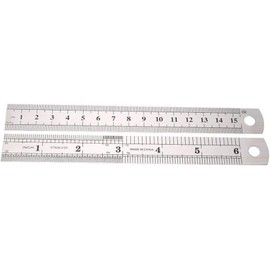 2pc 15cm/ 6inch Double-Sided Scale, Stainless Steel Straight Ruler Measuring for Students or Engineering Office Architect and Drawing