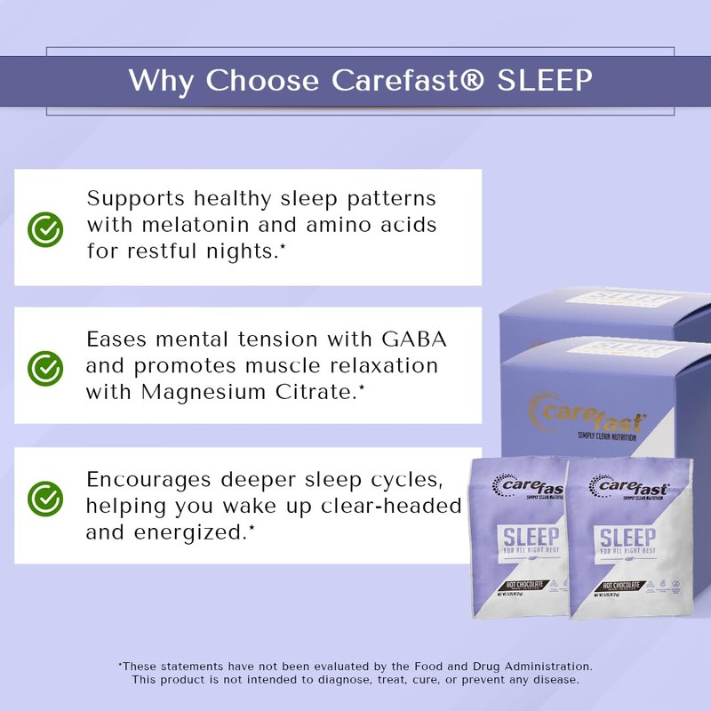 CAREFAST Sleep - Hot Chocolate Drink Mix - Natural Sleep