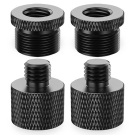 Rigych Mic Stand Adapter 5/8 Female to 3/8 Male & 3/8 Female to 5/8 Male Thread Screw Adapter for Microphone Stand Mic Mount Tripod Stand, 4 Pcs (Black)