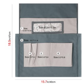 Chair Pockets for Classrooms, School Chairback Pocket, Chair Bag Organizer with Name Tag Slot, 6 Pockets to Keep Students Organized and Classroom Tidy, 15.75 x 18 Inch (Grey 3 Pcs)