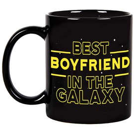 Fatbaby - Taza de café con el mejor novio en la galaxia, regalos de cumpleaños para novio, taza divertida para el día de San Valentín, taza de regalo para novio y él, 11 onzas