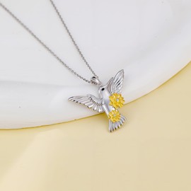 Dralox Hummingbird Necklace, Daisy Pendant S925 Zircon Jewelry Gifts for Women