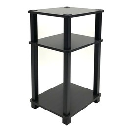 Three Tier Quick Assembly Side Table, Square, Laminated Woodgrain Finish, No Tools Required, 13.5 x 11.5 x 22.75 Inches