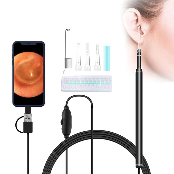 Otoscope Digital LED HD Ear Camera Scope Cleaner Earwax Removal Kit Ear Wax Cleaning Tool Borescope Inspection for Kids Adults
