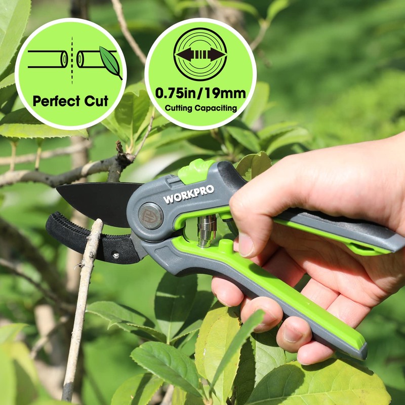 WORKPRO Anvil Pruning Shears, 8’’ Professional Gardening Hand Pruner with