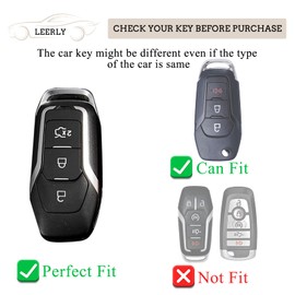 LEERLY Key Fob Cover for Ford Accessories, Key Case with Key Chain Compatible with F-150 F-250 F-350 Explorer F-350 F-450 Ranger Ecosport Bronco Ignition Smart Key 3 Buttons white