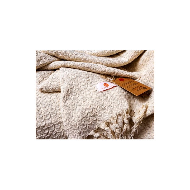 Buena Zeba Traditional Cotton Chevron Fringe Blanket 200 x 235