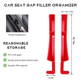 NYTKL 2PCS Car Seat Gap Filler Organizer, Multifunctional Seat Side Gap Stopper with Phone Holder, Automotive Storage Box Inserts Between Seats Console Prevent Items from Falling (Red)