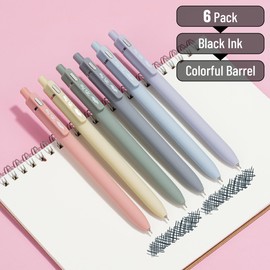 Mr. Pen- Retractable Gel Pens for Journaling, 6 Pack, 0.5 mm Black Ink, Morandi Barrels, Smooth Writing Aesthetic Pens for Women