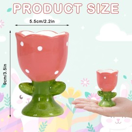 JarThenaAMCS Tulip Ceramic Egg Cup Spring and Easter Gift Set of 4 Porcelain Holder Breakfast Boiled Cooking Tools Stable Easy to Clean for Breakfast Party Dinning Time