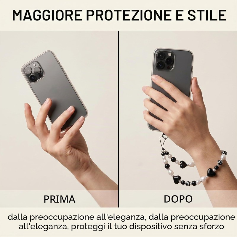10 Pezzi Set Ciondoli per Telefono, 5 Cinturini con Perline