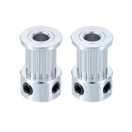 uxcell 2 Pcs Aluminum 16 Teeth 5mm Bore 10mm Width Timing Belt Pulley Wheel Idler Pulley Synchronous Wheels Gear Part for 3D Printer, Silver