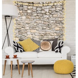 Loccor Stone Wall Tapestry 180 x 120 Inches Extra Large Vintage Brick Rock Stones Wall Tapestry Grey Rock Castle Stonewall Backdrop Wall Hanging Polyester Print for Bedroom Living Room Dorm Home Decor