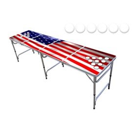 PARTYPONG 8-Foot Professional Beer Pong Table w/Cup Holes - America Edition