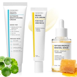 Skin Care Coreano 3 En 1 Kit, con 1 Crema Hidratante Centella Niacinamida + 1 Cremas de Ojos Retinal + 1 Serum Péptidos Propóleo, Hidratante, reafirma
