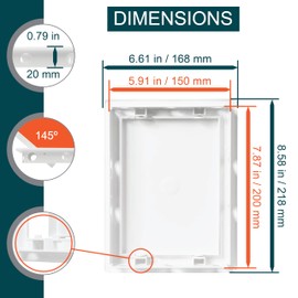 6" x 8" White Plastic Access Panel. Service Shaft Door Panel. Plumbing, Electricity, Heating, Alarm Wall Access Panel for Drywall. Bathroom Services Access Hole Cover. (6" x 8")
