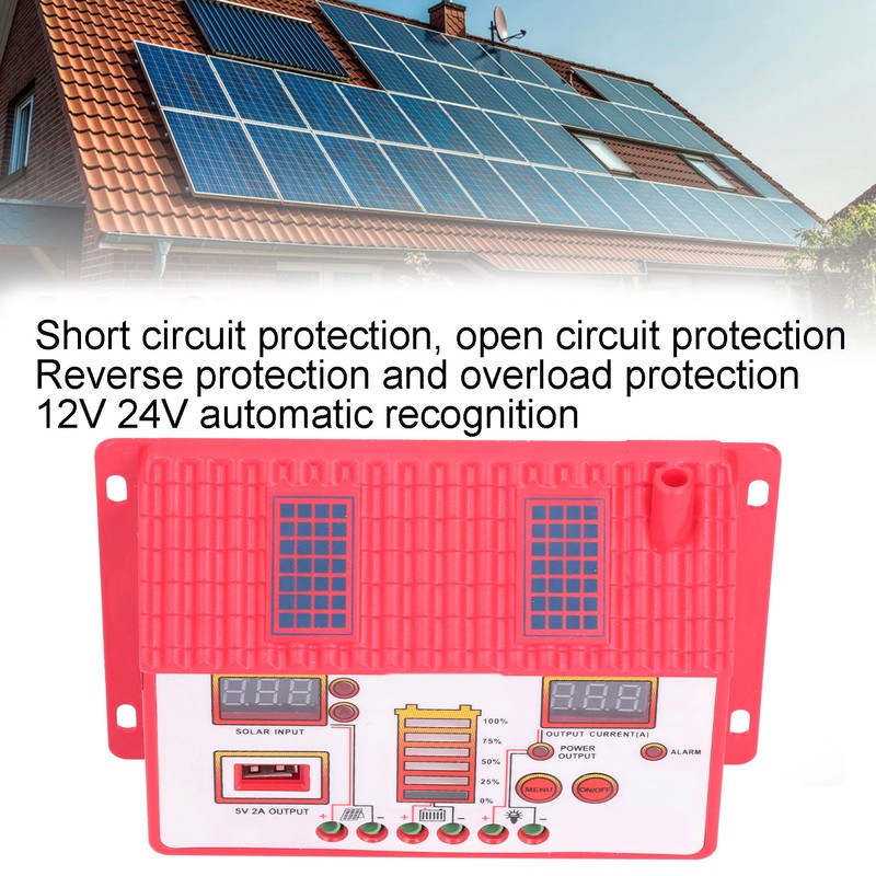 Solar Charge Controller House Shape 12V 24V Automatic Recognition LED