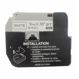 Prinko 4-Pk/Pack For Brother P-touch Label PT-65 70 M-K221 MK221 Black/White Tape 3/8"