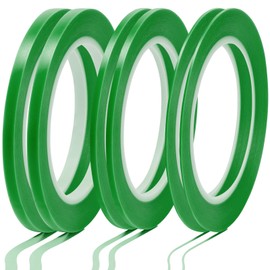 Nezyo 6 Pcs Vinyl Pinstripe Tapes Masking Painter Tapes High Temperature Low Tack Automotive Car Paint for Easy Removal Trim Thin Finishing Masking (Green,1/16,1/8, 1/4 Inch)
