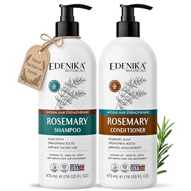 Edenika Botanicals Juego de champú y acondicionador de aceite de romero con biotina para cabello fino y contra la caída del cabello, fórmula botánica 