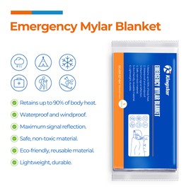Emergency Blanket for Camping & Survival 30 Packs, 84" L x 52" W, Professional Grade Reusable Space Blanket, Provides Thermal Protection for Hunters, Hikers & Preppers in Snow and Cold Weather