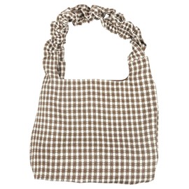 Kobe Lettuce, Yui Collaboration Tote Bag, Checked, Frill, Ribbon, Bag, Cute, Stylish [B158J], ruffled brown, Free size